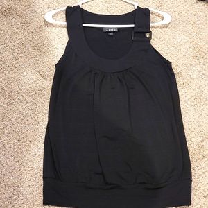 Dressy black‎ tank top with cute buckle accent